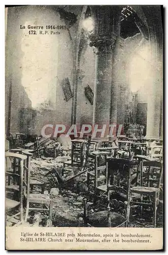 Cartes postales Eglise de St Hilaire pres Mourmelon apres le bombardement Militaria