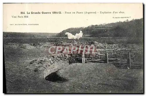 Cartes postales La Grande Guerre Four De Paris Explosion d&#39un obus Militaria