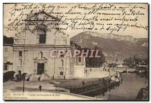 Cartes postales Annecy L&#39Eglise St Francois et le Port