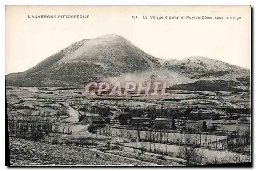 Ansichtskarte AK L&#39Auvergne Pittoresque Le Village d&#39Enval et Puy de Dome sous la neige