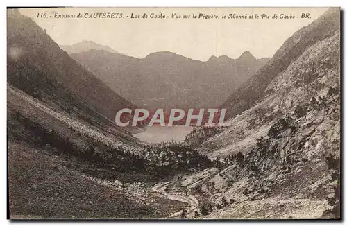 Cartes postales Environs de Cauterets Lac de Gaube Vue Sur le Peguere et le Pic de Gaube