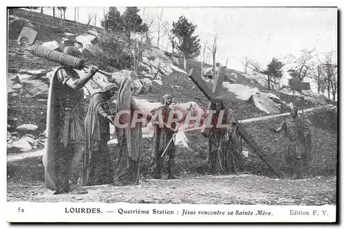 Cartes postales Lourdes Quatrieme Station Jesus rencontre sa Sainte Mere