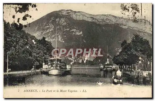 Ansichtskarte AK Annecy Le Port et le Mont Veyrier Bateau