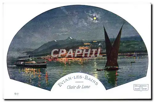 Ansichtskarte AK Evian les Bains Clair de Lune Bateaux