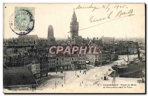 Cartes postales Dunkerque Place du Mink et Panorama vers la Tour Bateau