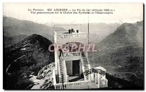 Cartes postales Lourdes Le Pic du Jer Vue Panoramique sur la Chaine des Pyrenees et l&#39observatoire