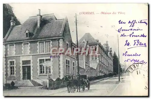 Cartes postales Lourdes Maison des Peres Attelage Cheval