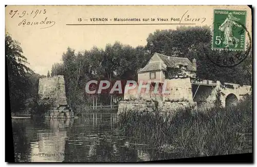 Ansichtskarte AK Vernon Maisonnettes sur le Vieux Pont