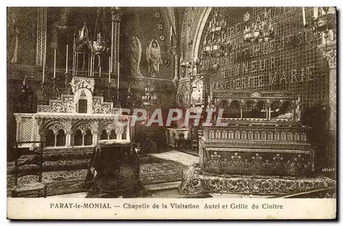 Cartes postales Paray Le Monial Chapelle de la Visitation Autel et Grille du Cloitre