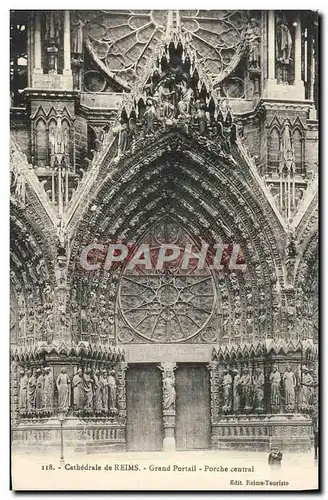 Ansichtskarte AK Cathedrale de Reims Grand Portail Porche central