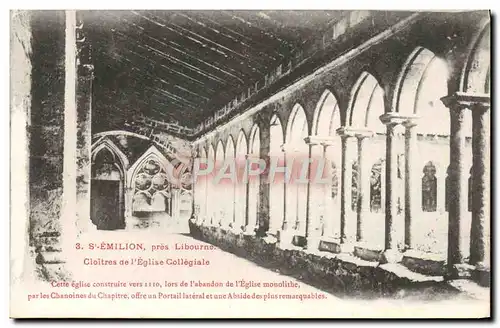 Ansichtskarte AK Saint Emilion Pres Libourne Cloitres de l&#39Eglise Collegiale