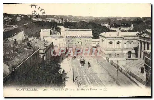 Cartes postales Montpellier Arc Palais De Justice et Jardins du Peyrou Tramway