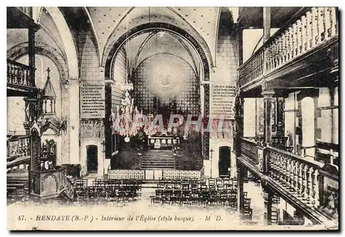 Cartes postales Hendaye Interieur de L'Eglise