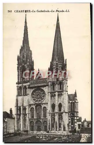 Cartes postales Chartres La Cathedrale La Facade