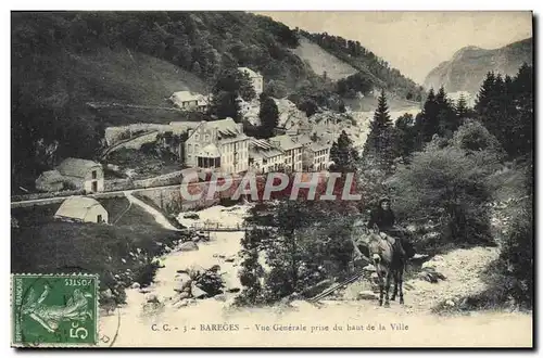 Cartes postales Bareges Vue Generale Prise du Haut de la Ville Ane Femme