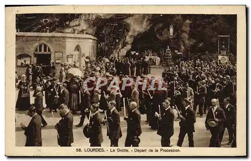 Cartes postales Lourdes La Grotte Depart de la Procession