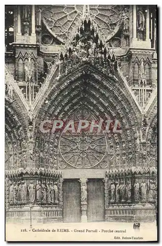 Ansichtskarte AK Cathedrale de Reims Grand Portail Porche Central