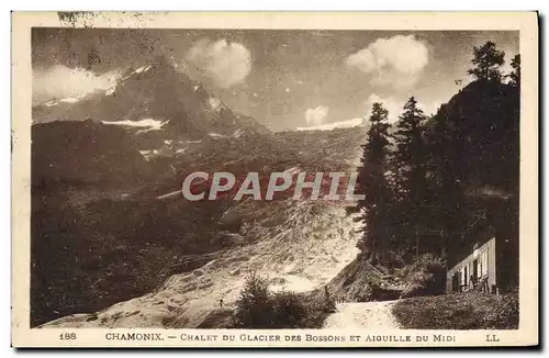 Cartes postales Chamonix Chalet du Glacier Des Bossons et Aiguille du Midi