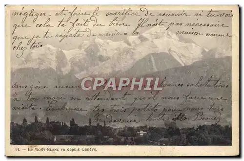 Cartes postales Le Mont Blanc vu depuis Geneve