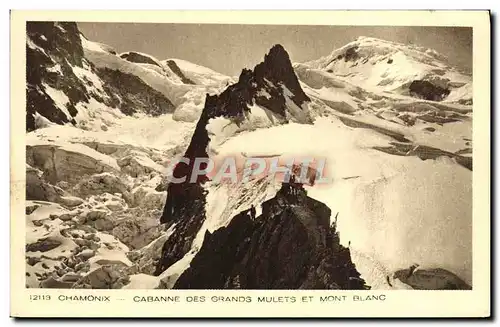 Cartes postales Chamonix Cabanne des Grands Mulets et Mont Blanc