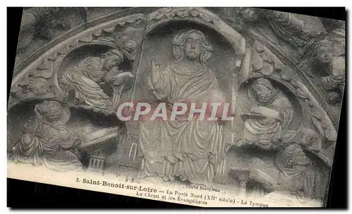 Cartes postales Saint Benoit Sur Loire La Porte Nord le tympan Le Christ et les evangelistes