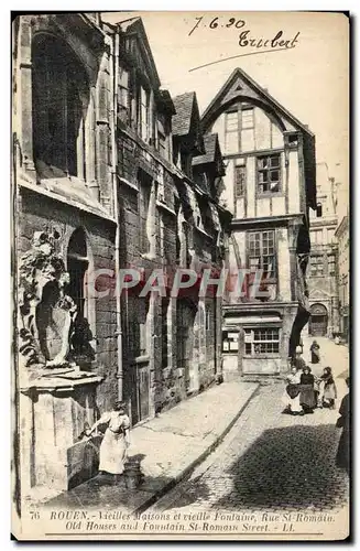 Cartes postales Rouen Vieilles Maisons Et Vieille Fontaine