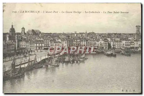 Cartes postales La Rochelle L'Avant Port La Grosse Horloge La cathedrale Bateaux