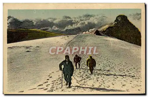 Ansichtskarte AK Chamonix Mont Blanc Depart depuis la cabane Vallot au sommet Alpinisme