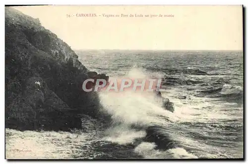 Cartes postales Carolles Vagues au Port du Lude un jour de maree