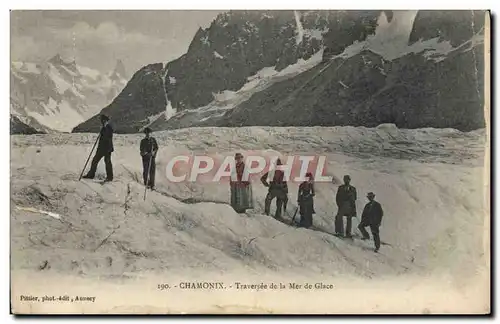 Cartes postales Chamonix Traversee de la Mer de Glace alpinisme