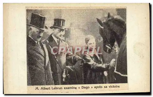 Image M Albert Lebrun examine Dago apres sa victoire Cheval