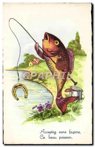 Cartes postales Fantaisie Poisson Acceptez sans facons ce beau poisson