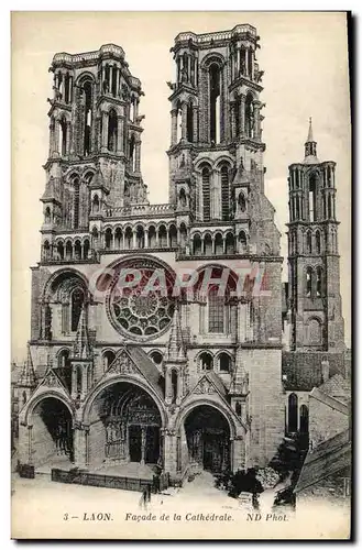 Cartes postales Laon Facade de la Cathedrale