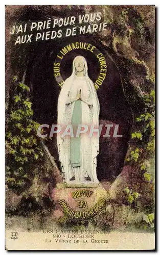 Cartes postales Lourdes La vierge de la grotte