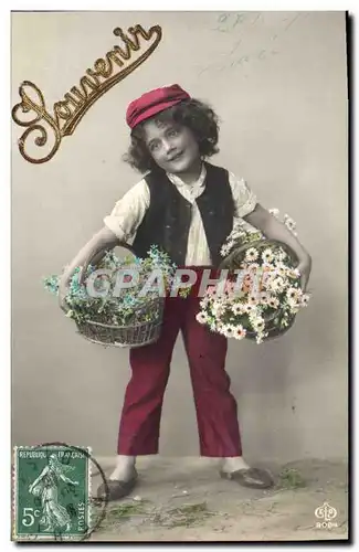 Ansichtskarte AK Fantaisie Enfant Fleurs