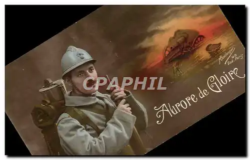 Cartes postales Fantaisie Homme Soldat Poilu Militaria Aurore de Gloire