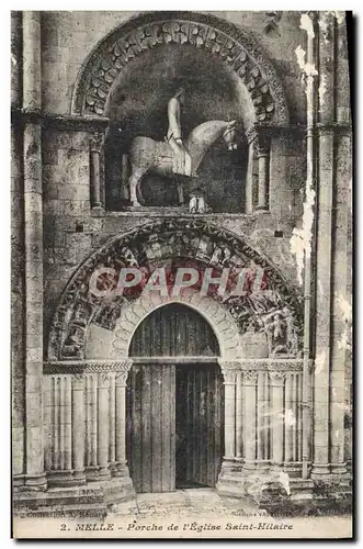 Cartes postales Melle Porche de L&#39Eglise Saint Hilaire