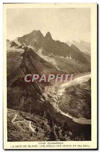 Cartes postales Chamonix La Mer de Glace les Aiguilles Verte et du Dru