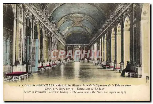 Cartes postales Palais de Versailles Galerie des Galces Salle de la Signature de la paix en 1919