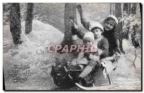 Cartes postales Fantaisie Enfants Luge