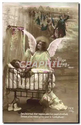 Cartes postales Fantaisie Femme Ange Soldat Militaria
