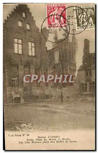 Cartes postales Ruines D&#39Ypres Petite Place Du Musee Et Halies Militaria