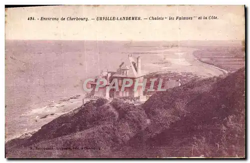 Ansichtskarte AK Environs de Cherbourg Urville Landemer Chalets Les Falaises Et La Cote