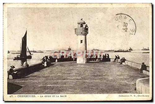 Cartes postales Cherbourg La Jetee Et La Rade Phare