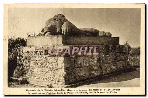 Ansichtskarte AK Monument De La Chapelle Sainte Fine Lion