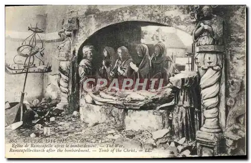 Ansichtskarte AK Tombeau du Christ Eglise de Ramscapelle apres le bombardement Militaria
