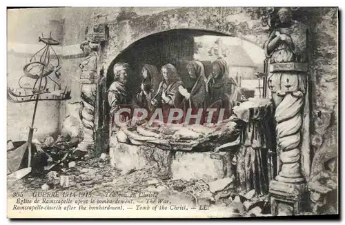 Cartes postales Tombeau du Christ Eglise de Ramscapelle apres le bombardement Militaria