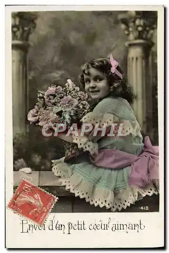 Cartes postales Fantaisie Enfant Fille Fleurs