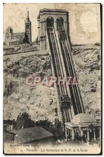 Cartes postales Marseille Les Ascenseurs De ND de la Garde