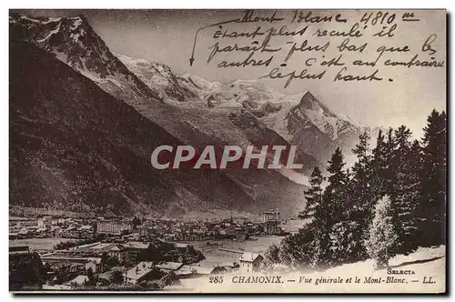 Cartes postales Chamonix Vue Generale Et Le Mont Blanc